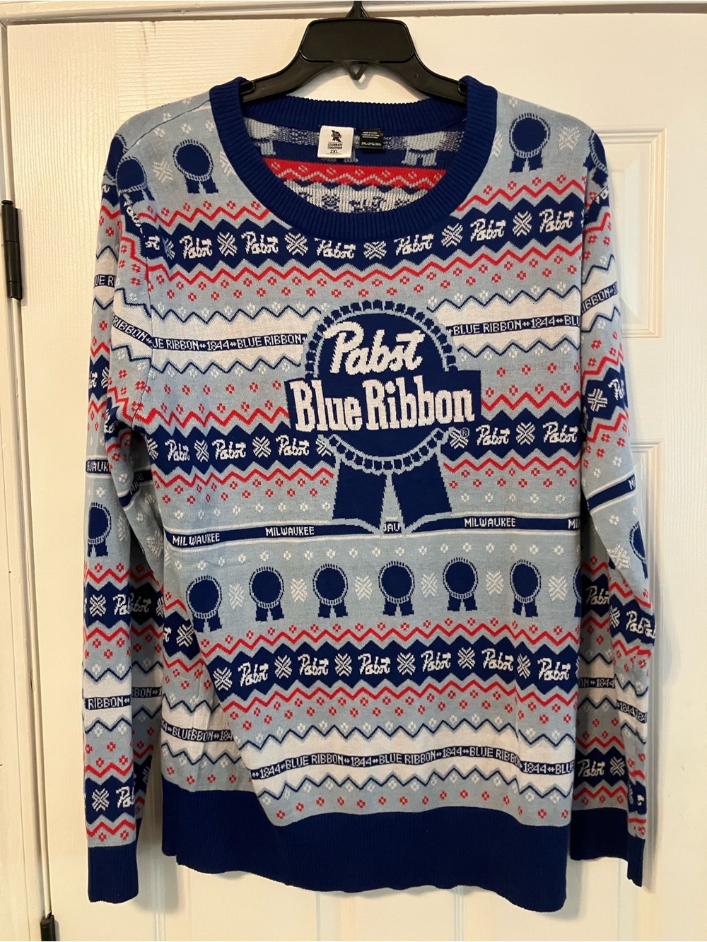 Pabst Blue Ribbon Sweater Mens Size 2XL Ugly Christmas Holiday